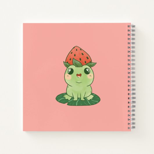 Kawaii Strawberry Frog Anime Pink, op maat gemaakt Notitieboek (Achterkant)