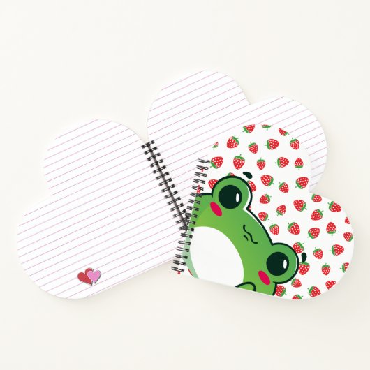 Kawaii Strawberry Frog Apron Notitieboek (Binnen)