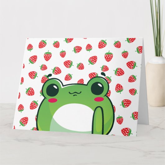 Kawaii Strawberry Frog Bedankkaart (Voorkant)
