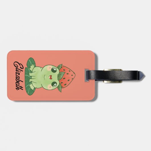 Kawaii Strawberry Frog Home Bagagelabel (Achterkant horizontaal)