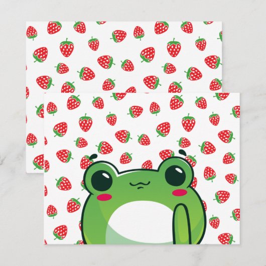 Kawaii Strawberry Frog Kaart (Voorkant / Achterkant)