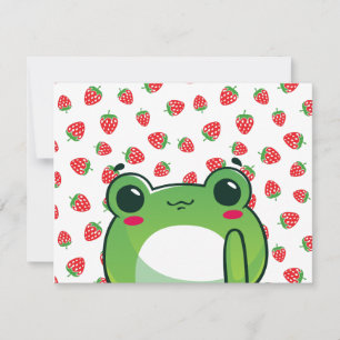 Kawaii Strawberry Frog Kaart