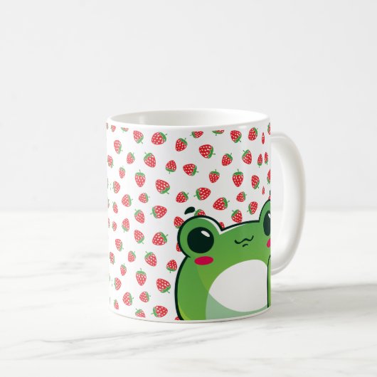 Kawaii Strawberry Frog Koffiemok (Voorkant rechts)