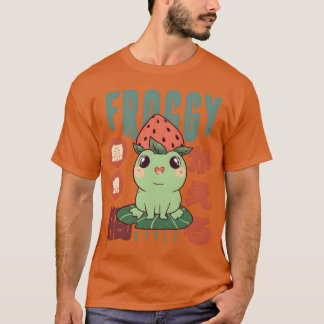 Kawaii Strawberry Frog Retro 90s Cottagecore frien T-shirt