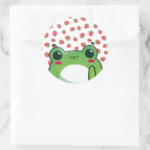 Kawaii Strawberry Frog Ronde Sticker (Tas)