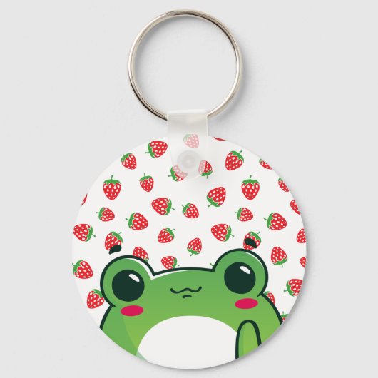 Kawaii Strawberry Frog Sleutelhanger (Voorkant)