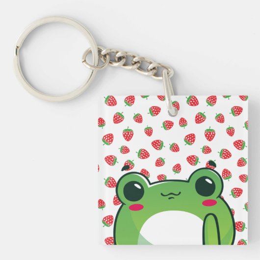 Kawaii Strawberry Frog Sleutelhanger (Voorkant)
