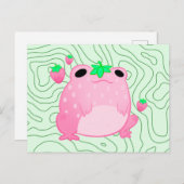 Kawaii Strawberry Frog Softcore Aankondigingskaart (Voorkant / Achterkant)