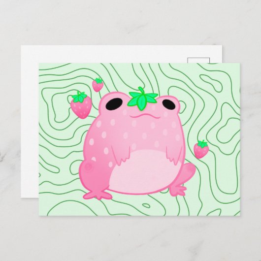 Kawaii Strawberry Frog Softcore Aankondigingskaart (Voorkant / Achterkant)