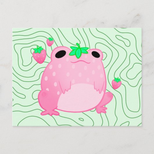 Kawaii Strawberry Frog Softcore Aankondigingskaart (Voorkant)