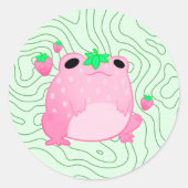 Kawaii Strawberry Frog Softcore Ronde Sticker (Voorkant)