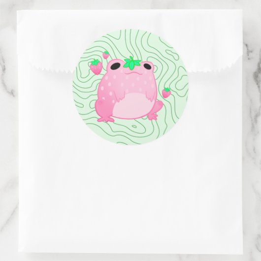 Kawaii Strawberry Frog Softcore Ronde Sticker (Tas)