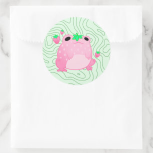 Kawaii Strawberry Frog Softcore Ronde Sticker