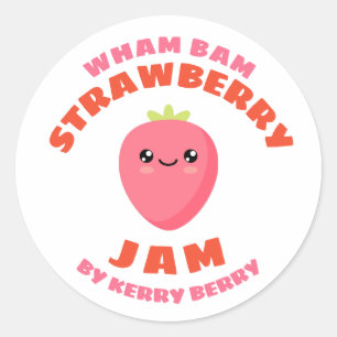 Kawaii Strawberry Jam Ronde Sticker
