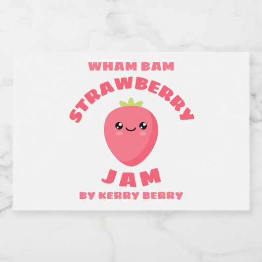 Kawaii Strawberry Jam Voedselcontainer Etiket (Enkel label)