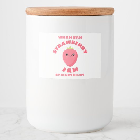 Kawaii Strawberry Jam Voedselcontainer Etiket (Voorkant)
