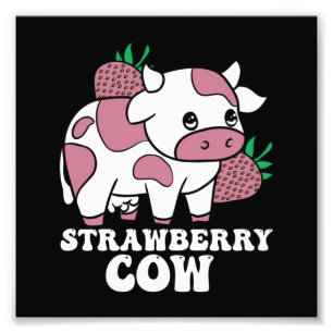Kawaii Strawberry Koe Crazy Koe Lady Boerderij Ani Foto Afdruk