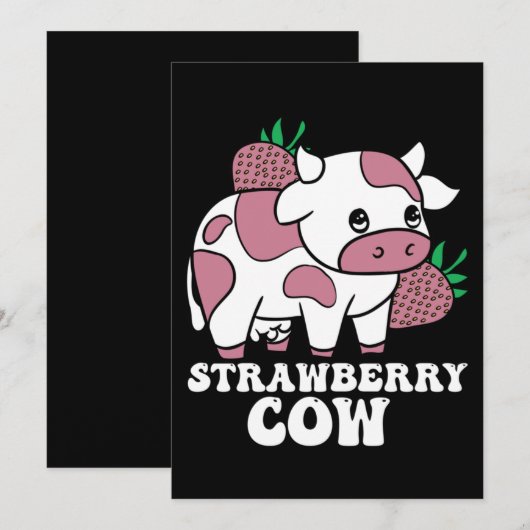 Kawaii Strawberry Koe Crazy Koe Lady Boerderij Ani Kaart (Voorkant / Achterkant)