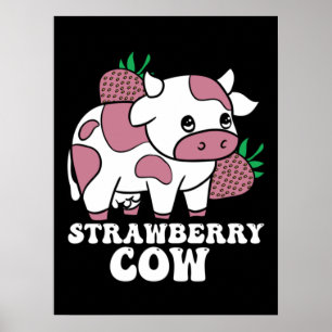Kawaii Strawberry Koe Crazy Koe Lady Boerderij Ani Poster