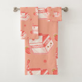 Kawaii Strawberry Milk Carton - Cute Aesthetic Art Bad Handdoek (Insitu)