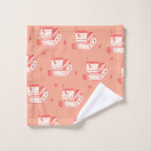 Kawaii Strawberry Milk Carton - Cute Aesthetic Art Bad Handdoek (Wasdoekje)