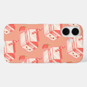 Kawaii Strawberry Milk Carton - Cute Aesthetic Art Case-Mate iPhone Case (Achterkant (horizontaal))