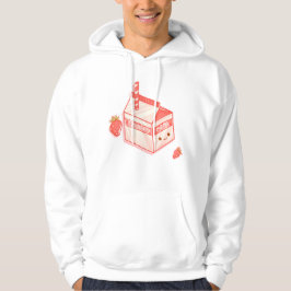 Kawaii Strawberry Milk Carton - Cute Aesthetic Art Hoodie