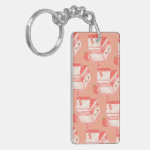 Kawaii Strawberry Milk Carton - Cute Aesthetic Art Sleutelhanger (Voorkant Links)