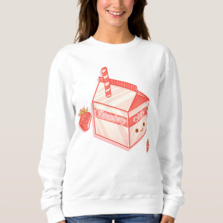 Kawaii Strawberry Milk Carton - Cute Aesthetic Art Trui