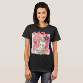 Kawaii Strawberry Milk Cat Aesthetic T-shirt (Voorkant volledig)