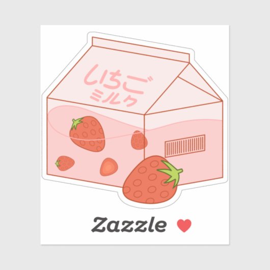 Kawaii Strawberry Milk Sticker (Vel)