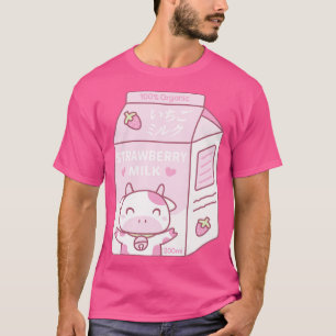 Kawaii Strawberry Milk ton met Koe Mascotte T-shirt