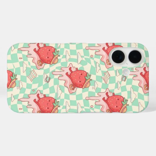 Kawaii Strawberry Picnic Pattern Case-Mate iPhone Case (Achterkant (horizontaal))