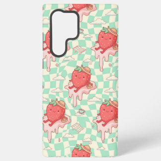 Kawaii Strawberry Picnic Pattern Samsung Galaxy Hoesje