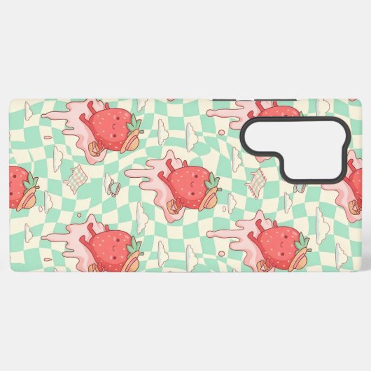 Kawaii Strawberry Picnic Pattern Samsung Galaxy Hoesje (Achterkant horizontaal)