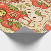 Kawaii Strawberry Picnic Wrapping Paper Cadeaupapier (Hoek)