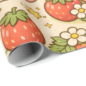 Kawaii Strawberry Picnic Wrapping Paper Cadeaupapier (Rol Hoek)