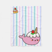 Kawaii Strawberry Shortcake Narwhal Fleece Deken (Voorkant)