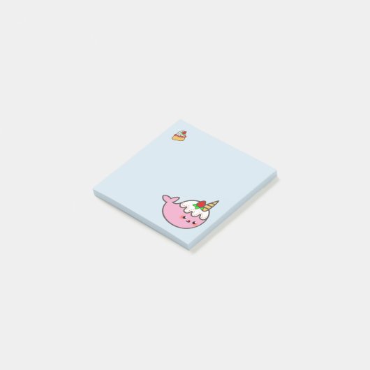 Kawaii Strawberry Shortcake Narwhal Post-it® Notes (Schuin)