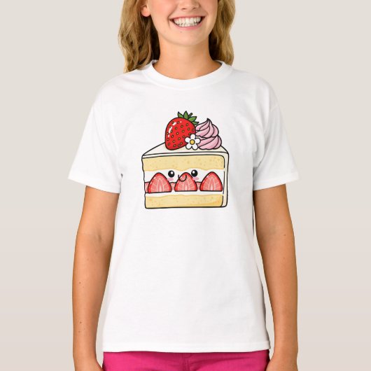 Kawaii strawberry shortcake slice  t-shirt (Voorkant)