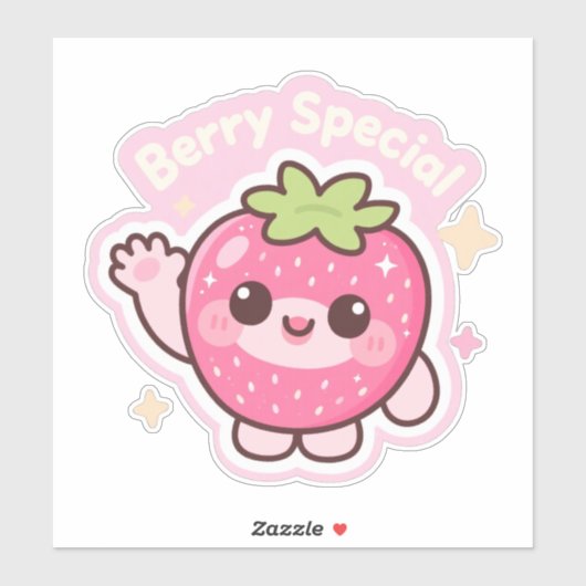 Kawaii Strawberry Sticker – Decor for Laptop (Vel)