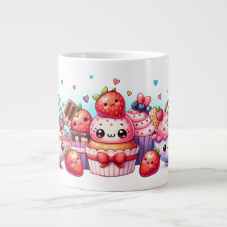 Kawaii Strawberry Sweets and Ice Cream Friends Grote Koffiekop