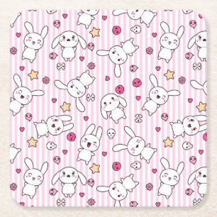 kawaii strepen patroon kartonnen onderzetters