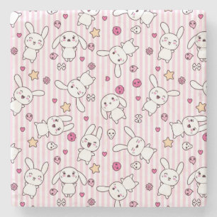 kawaii strepen patroon stenen onderzetter