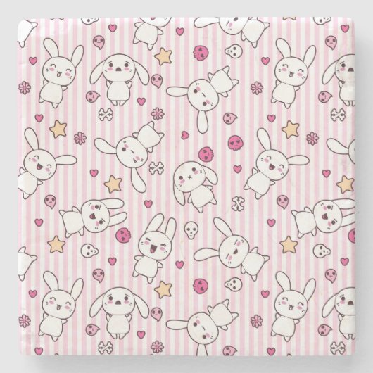 kawaii strepen patroon stenen onderzetter (Voorkant)