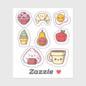 Kawaii stripvoedsel sticker set (Vel)