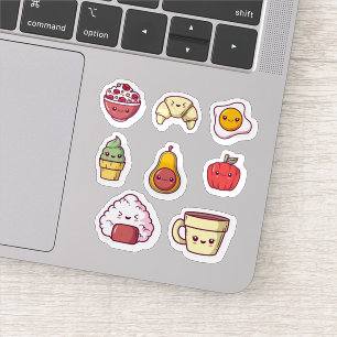 Kawaii stripvoedsel sticker set