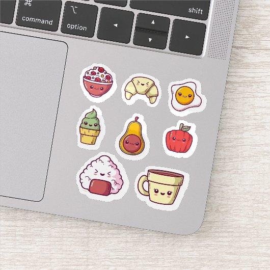 Kawaii stripvoedsel sticker set (Detail)