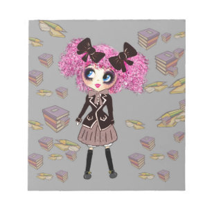 Kawaii Student Girl met PinkyP Notitieblok