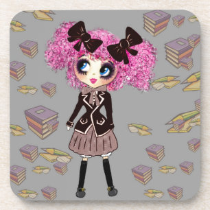 Kawaii Student Girl met PinkyP Onderzetter